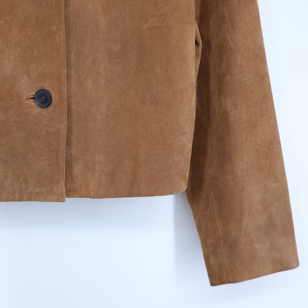 MADEWELL Crop Suede Cardigan Jacket Cognac Long Sleeve Boxy Fit Women's M - Picture 7 of 15